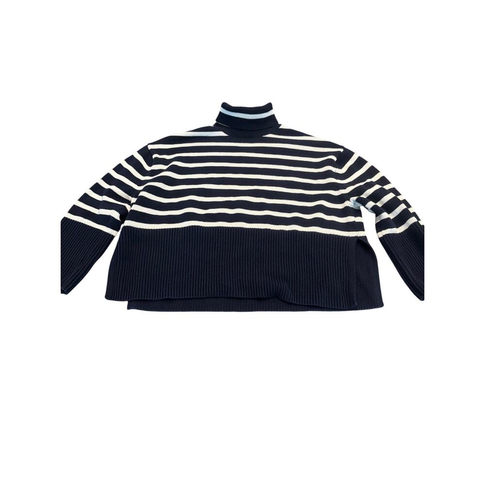 GAP Navy Blue & White Striped Turtleneck Sweater Size M